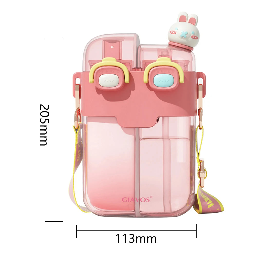 780ML Cute Character Dual Container Water Bottle Bag
