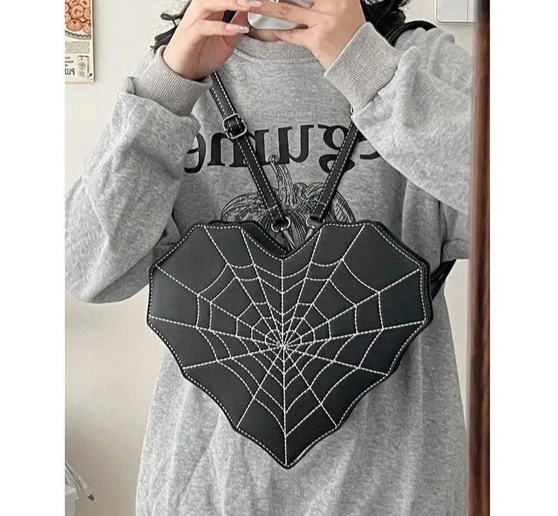 Love Heart Spiderweb Crossbody Backpack Handbag