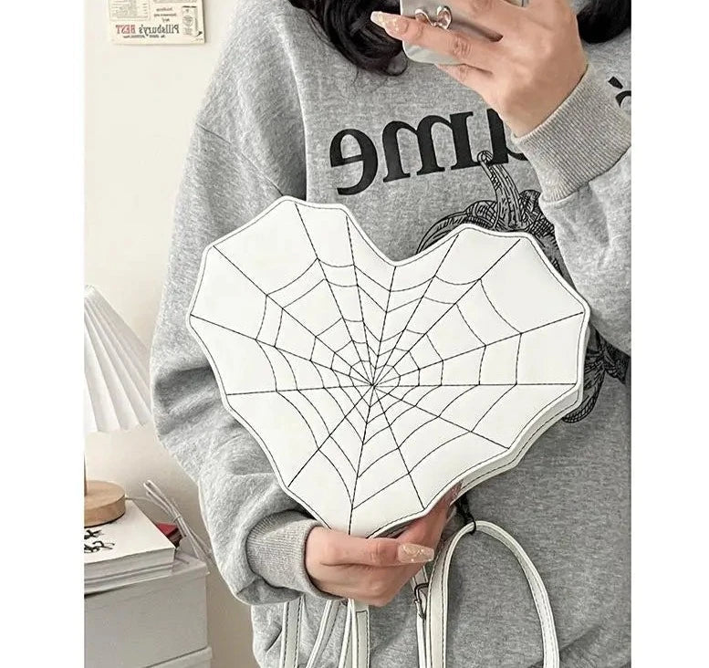 Love Heart Spiderweb Crossbody Backpack Handbag