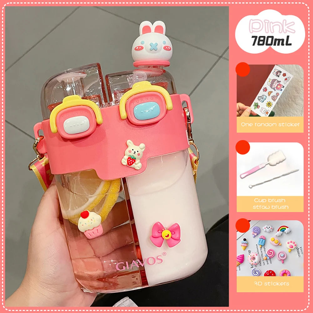 780ML Cute Character Dual Container Water Bottle Bag