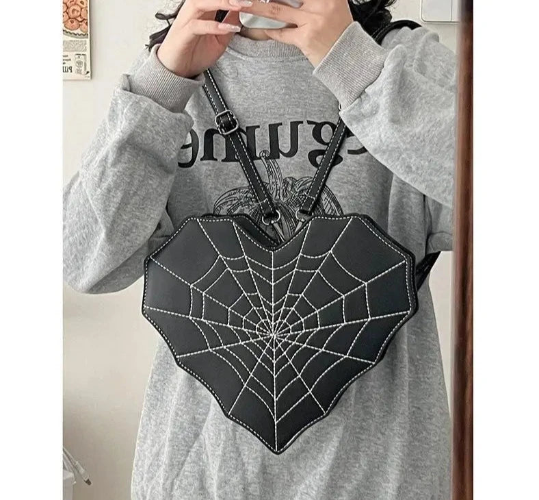 Love Heart Spiderweb Crossbody Backpack Handbag