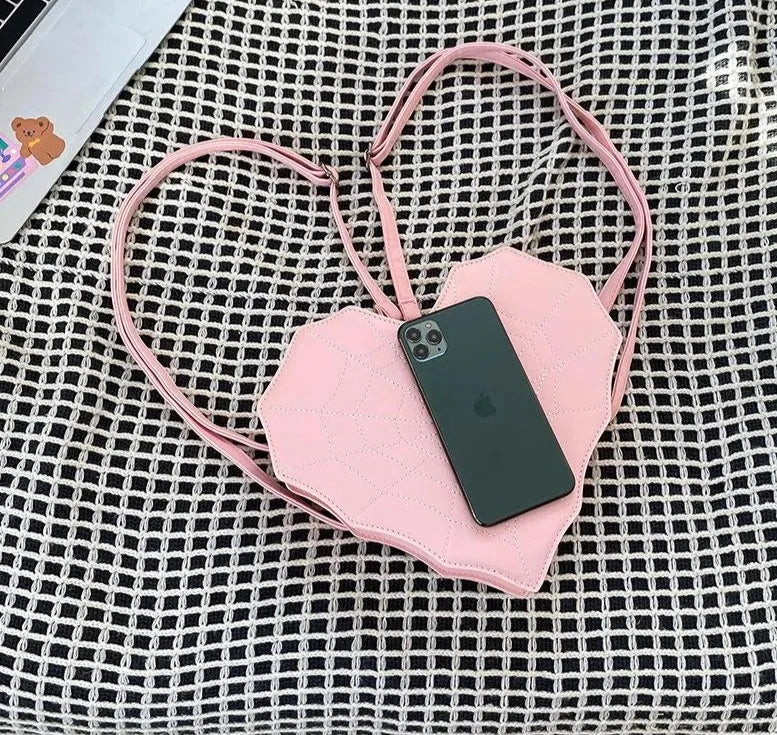 Love Heart Spiderweb Crossbody Backpack Handbag