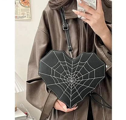 Love Heart Spiderweb Crossbody Backpack Handbag