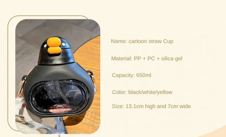 650ML Duck Straw Water Bottle Bag